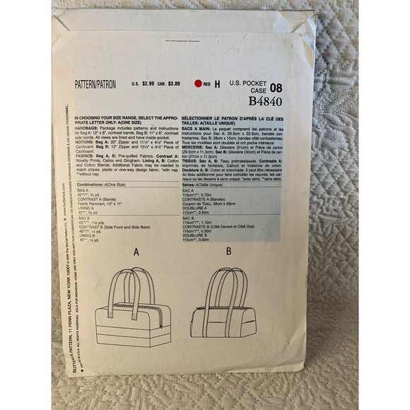 Butterick Misses Handbag Sewing Pattern B4840 - uncut - Picture 6 of 8